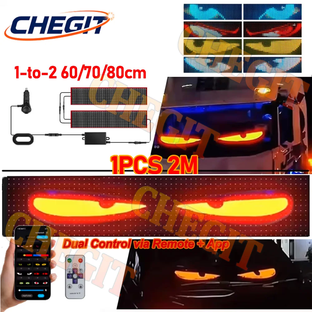 

Большой экран 2M APP LED Грузовик Автомобиль Devil Eye Light Светодиодная матрица Pixel DIY Изготовленный на заказ текстовый узор Освещение Дисплей для лобового стекла грузовика