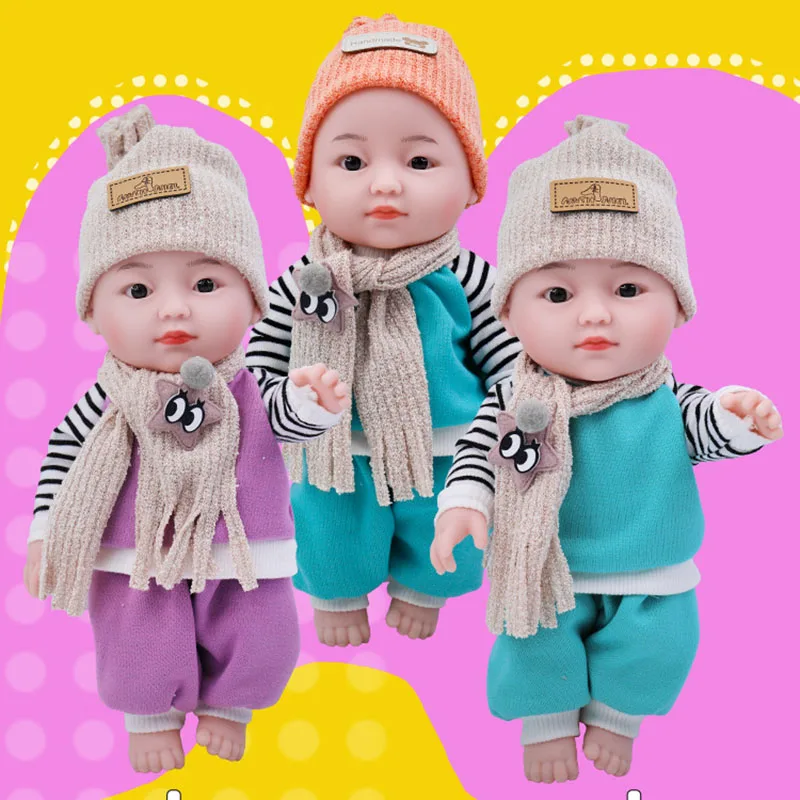 25cm Cartoon Reborn Doll Simulation Mini Baby Dress Up Talk Blink Doll Toy Soft Rubber Baby Play Home Children Girl Toys Doll