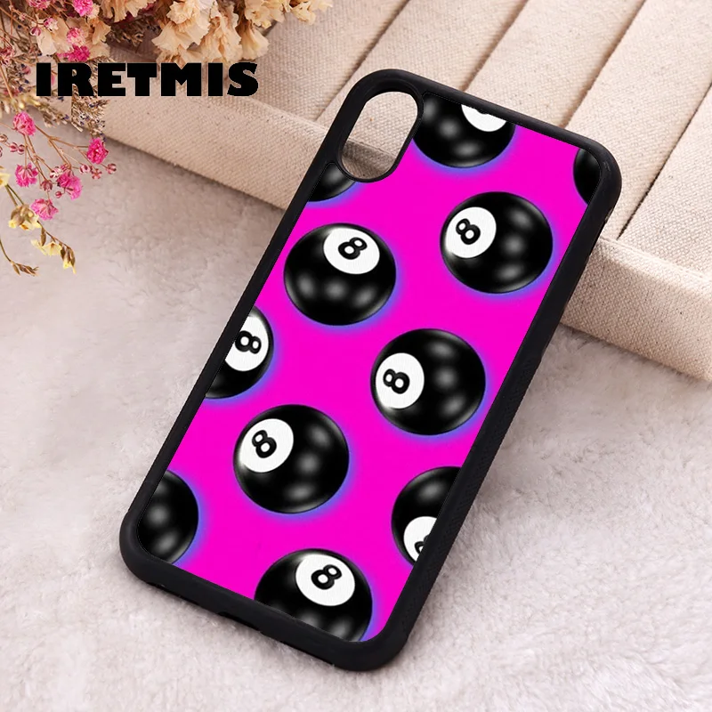 Iretmis Phone Cover Case For iPhone X XS Max XR 11 12 13 PRO MINI 14 15 16 Plus Rubber Silicone TPU Eight Ball