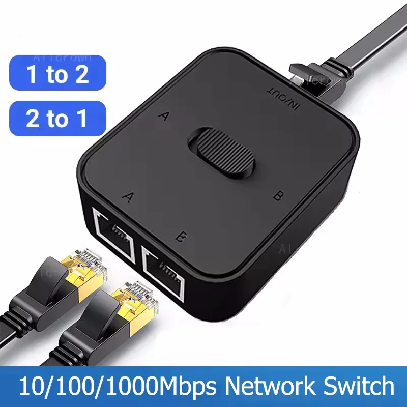 2 Port 1000Mbps Gigabit Network Switch RJ45 Switch Network Splitter Kabel Extender Selector Power Free 2 Way Adapter Connector