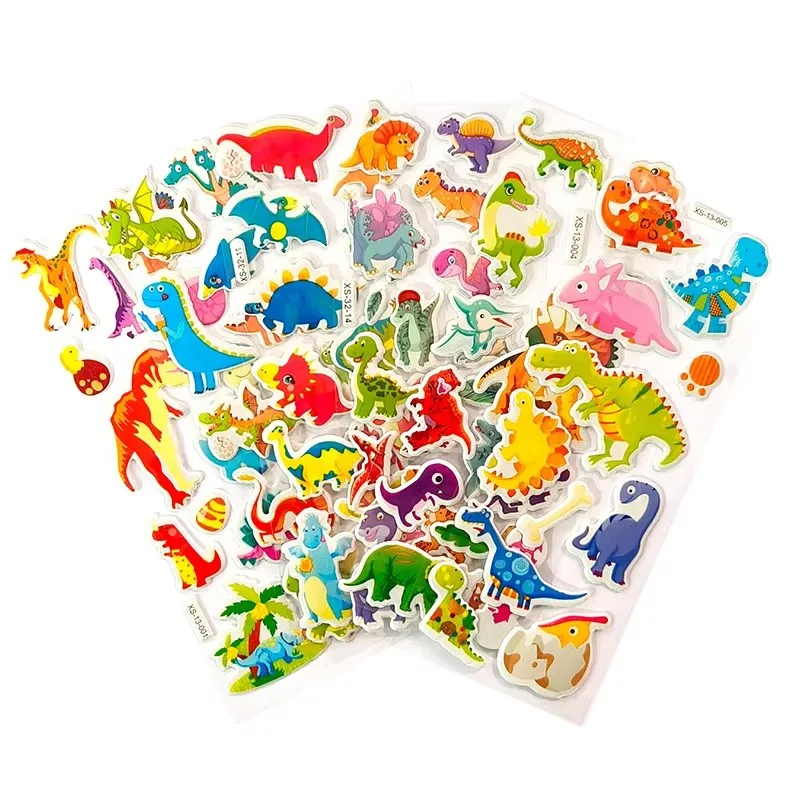 6/12/24pcs 3D Bubble Stickers Herbruikbare Cartoon Dinosaurus Ontwerp Kinderen Sticker Speelgoed voor Kinderen Verjaardag Nieuwjaar gift TMZ