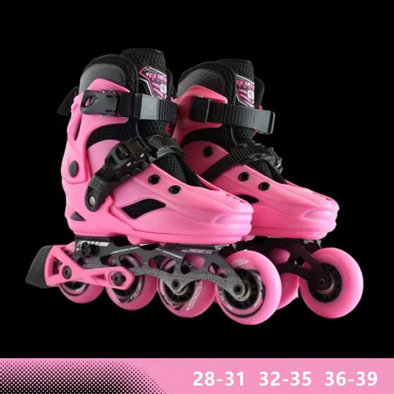Роликовые коньки Роликовые коньки Фигурные коньки с тормозным замком Регулируемый размер Съемный моющийся алюминиевый держатель ножа Зеленый Розовый