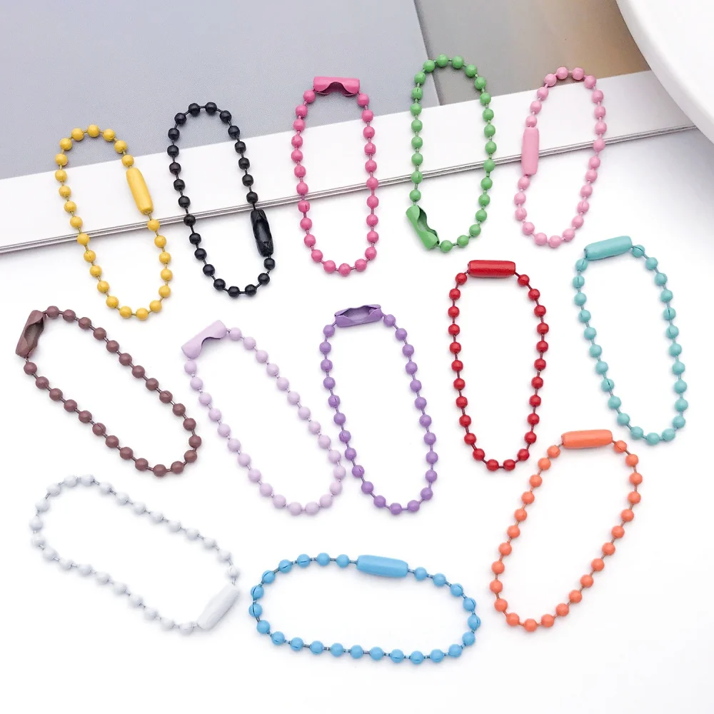 50pcs 10cm Colorful Ball Bead Chains Fits Key Chain/Label Hand Tag Connector For DIY Bracelet Jewelry Making Accessory image 6