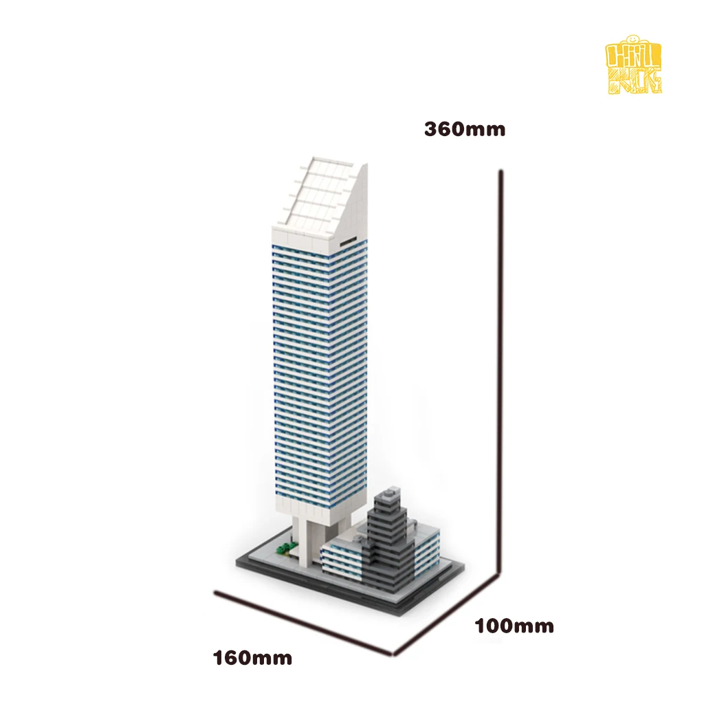 MOC-Arranha-céu Architecture Center Building Blocks, MOC TT008, Escala 1:800, modelo com PDF, Tijolos para Desenho, Brinquedos para Aniversário e Presentes de Natal