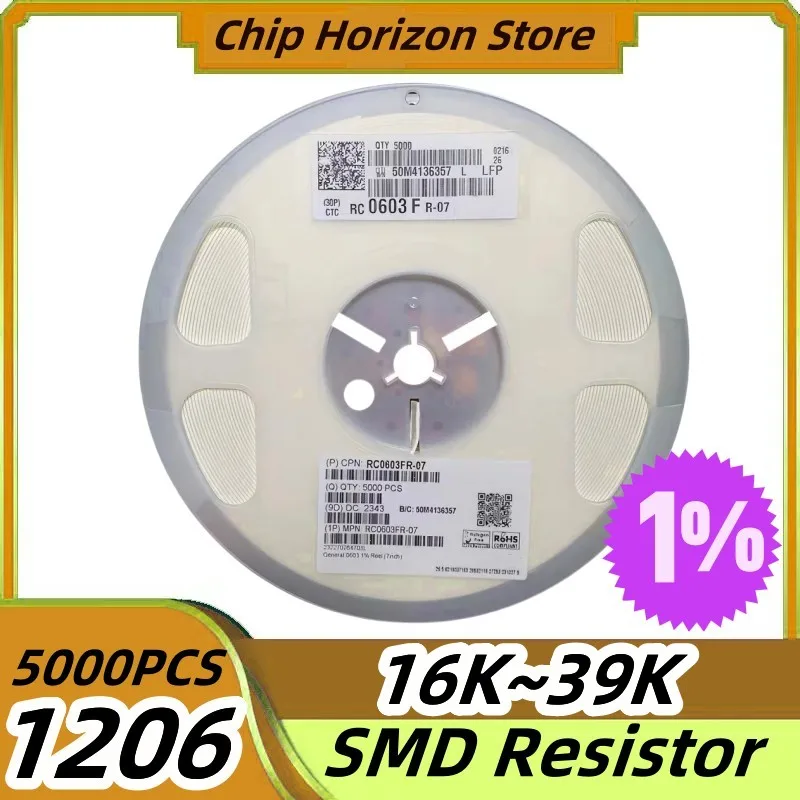 

5000 шт. 1206 SMD резистор 16 К ~ 39 К 18 20 22 24 27 30 33 36 К 1% Ом чип-резистор 1/4 Вт новый