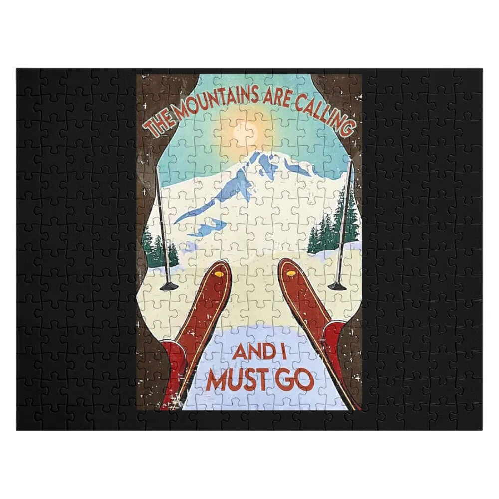 The mountains are calling and i must go Skiing lover Jigsaw Puzzle Toddler Toys Personalized Kids Gifts