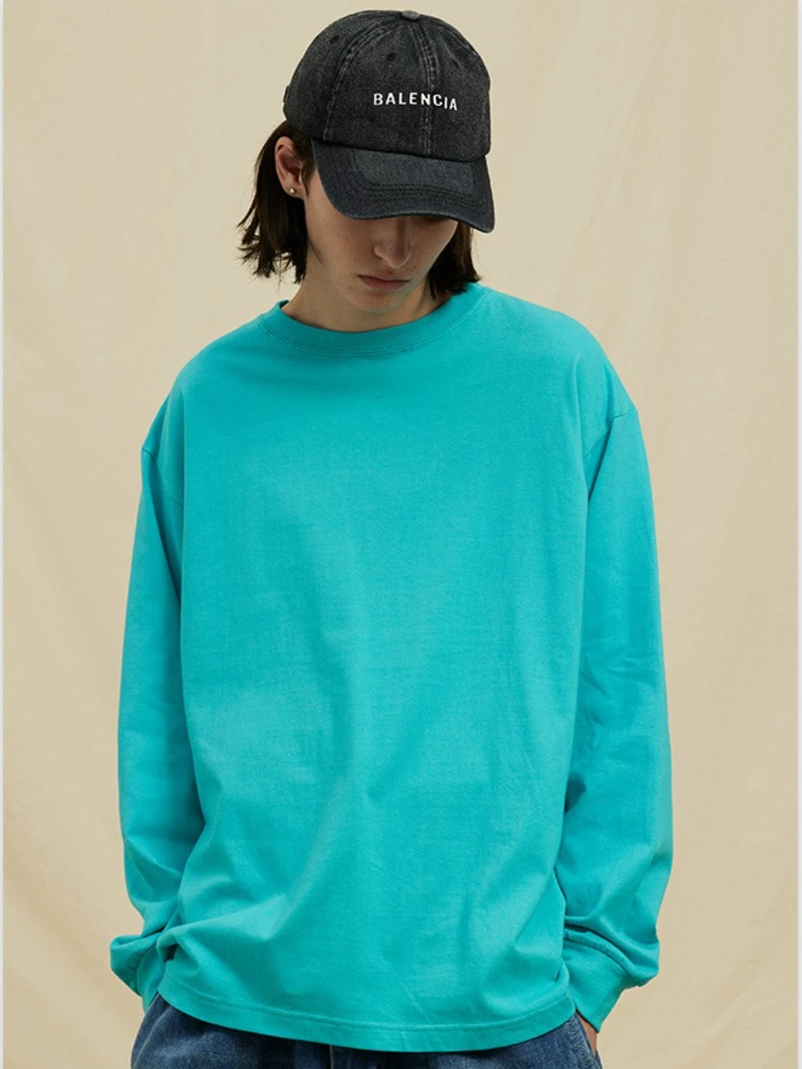 

Женская свободная футболка Sumuyoo, базовая модная футболка из 100% хлопка с длинным рукавом, свободный тонкий пуловер для пары