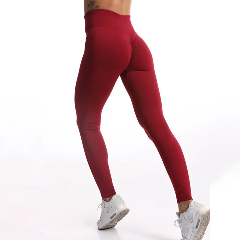 CUHAKCI Super Elastic Hip Lifting Slimming Yoga Pants Women High Waist Pure Color Tight Absorbent Sweat Exercise Leggings