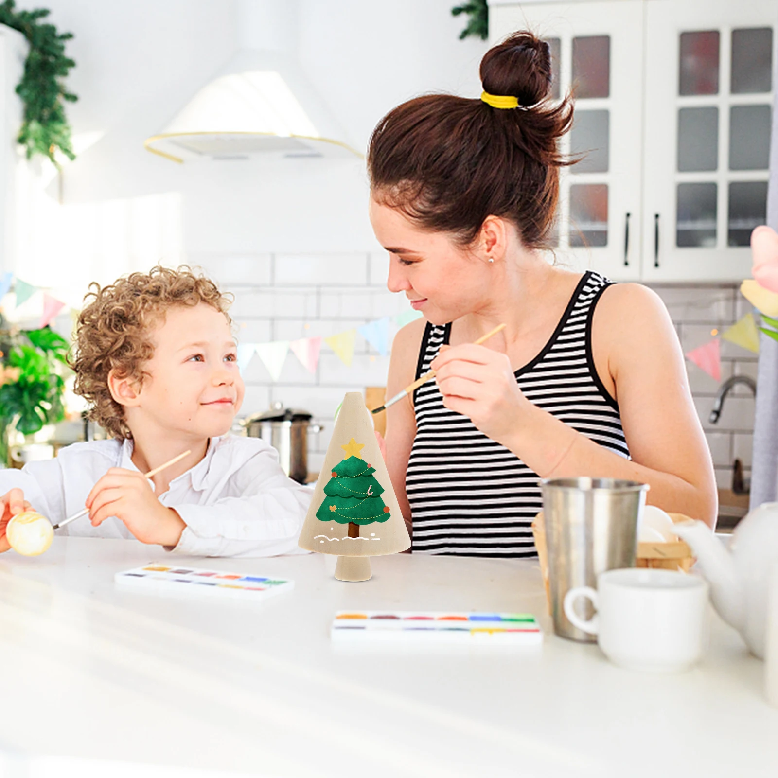 

10pcs Miniature Wooden Diy Tree Decoration For Diy Craft Unfinished Wood Trees Wood Trees Simulation Garden Decor