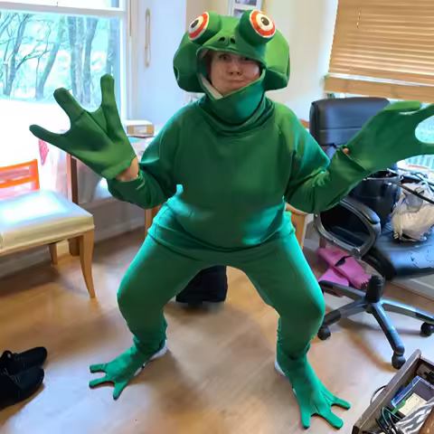 Women Men Frog Costume Suits Unisex Adult Novelty Fancy Hooded Jumpsuits Halloween Funny Outfits Halloween Cosplay Costume