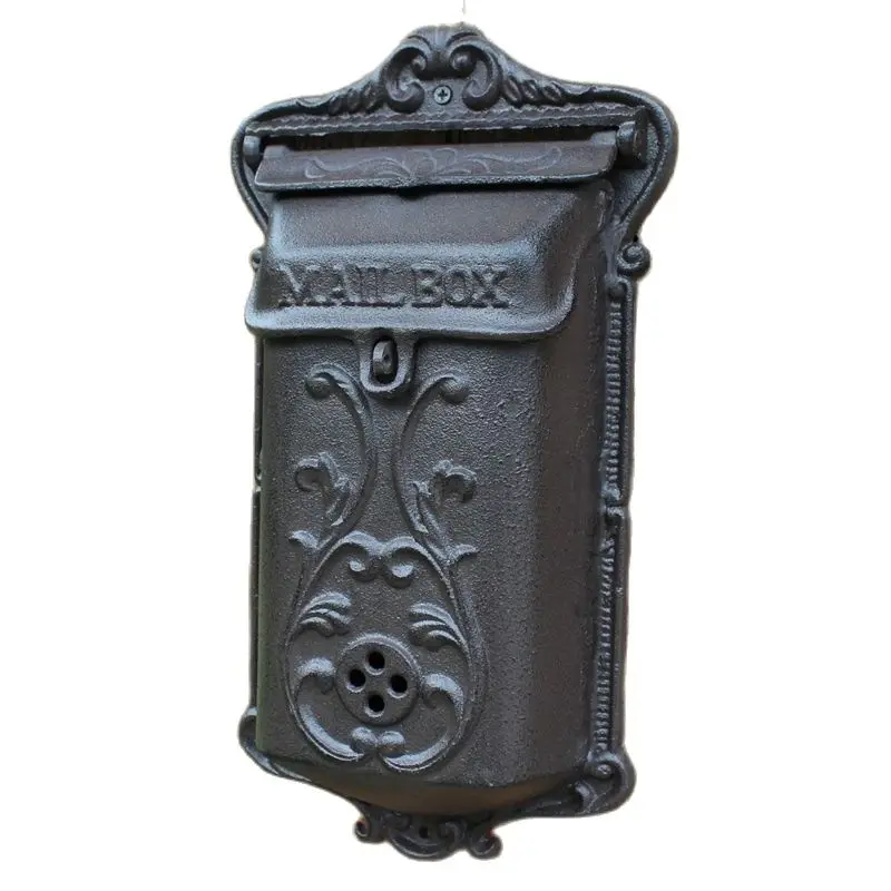 European Vintage Home Garden Decor Middle Size Heavy Sturdy Cast Iron Wall Mounted Mail Box Post Mailbox Letter Boxes