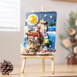 Christmas Sleigh Hanging Painting Building Block Set DIY Creative Drawing Board Assembly Ornaments Children's Toys Gifts