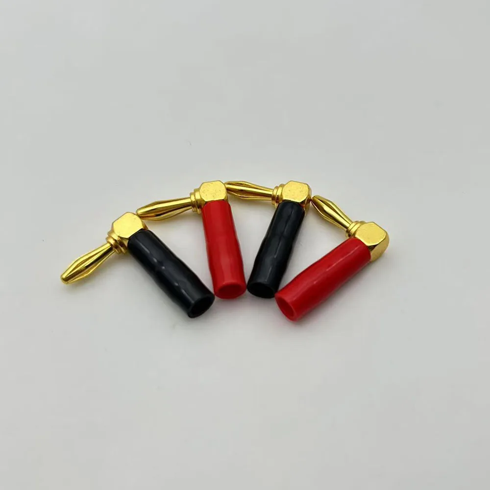 4mm Banana Plug Connector Gold Plated 90 Degree Banana Audio Speaker L-Shape Right Angle Male Plugs Wire Adapter