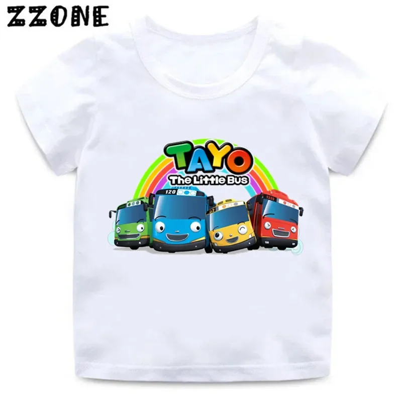 2024 gorąca wyprzedaż Tayo mały autobus kreskówka koszulki dla dzieci dziewczynki ubranka dla chłopców lato T shirt z krótkim rękawem dla dzieci