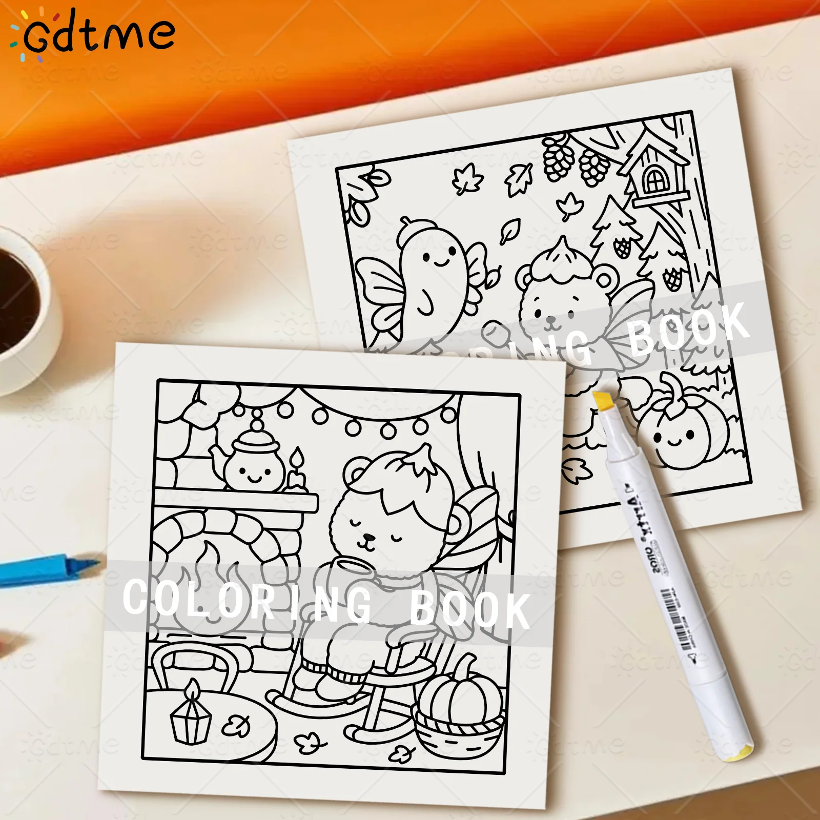 Плюшевая фея на осень, яркие узоры, книжка-раскраска для взрослых, милая книга для рисования, идеальный подарок для вечеринки и дня рождения