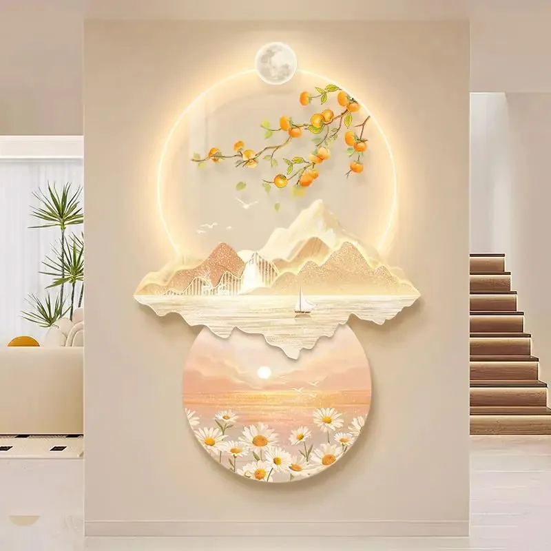 

Entrance Room LED Decoration Items Mural Landscape Hanging Door Light Luxury High-end Lamp Corridor Painting Wall Lamps Sconces