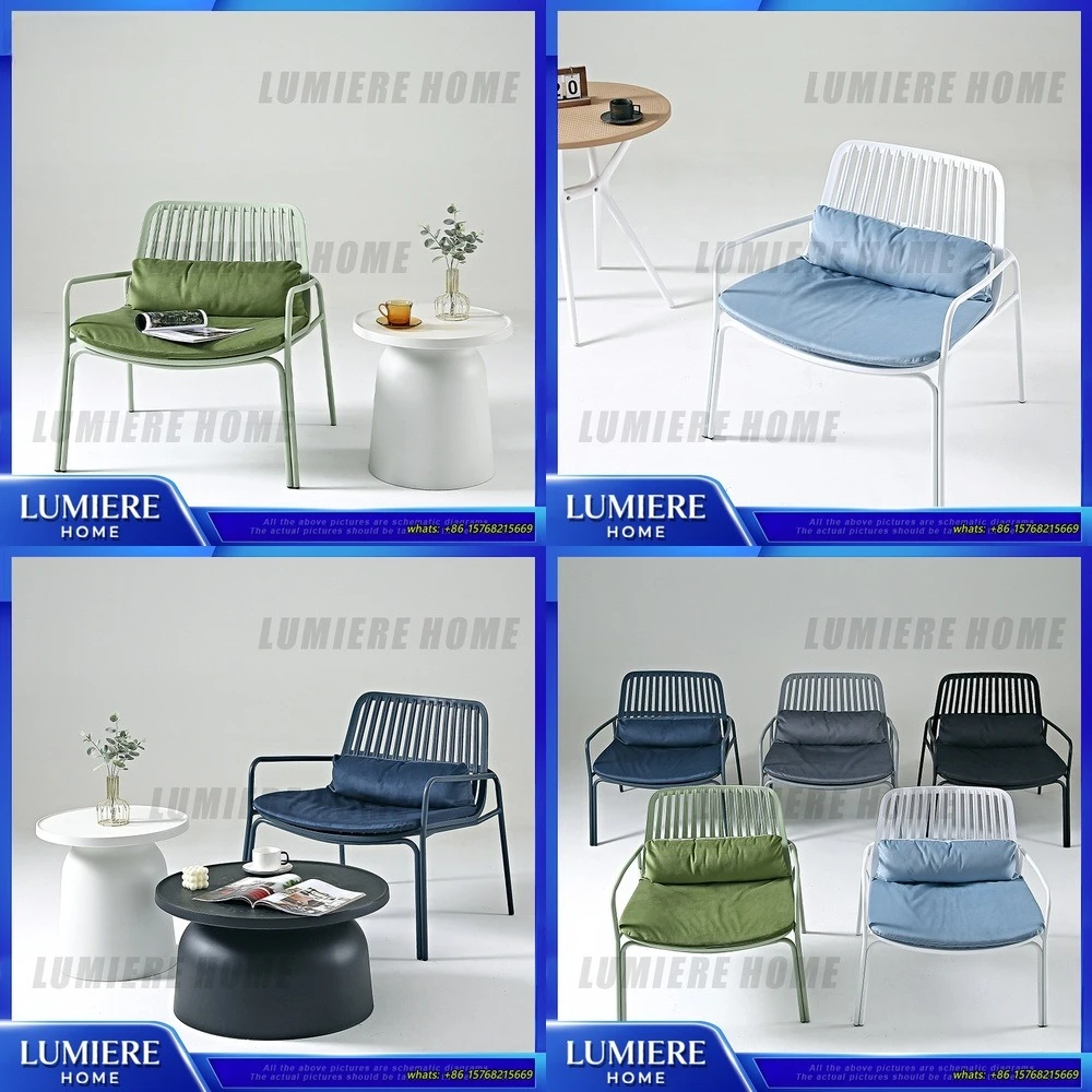 

Scandinavian Outdoor Sofa Chair with Backrest Modern Minimalist Patio Lounge Chair for Home Cafe Bistro Coffee Shop Garden