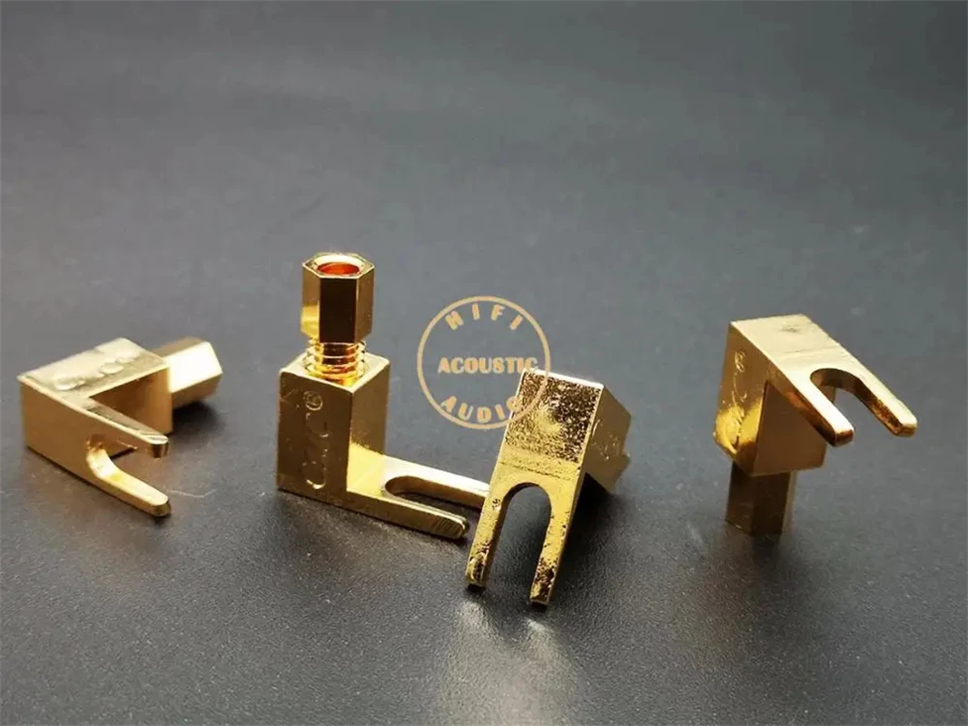 

4PCS CMC 1005-UG Gold Plated Speaker Spade Banana Plug Adapter Right Angle HIFI Free shipping