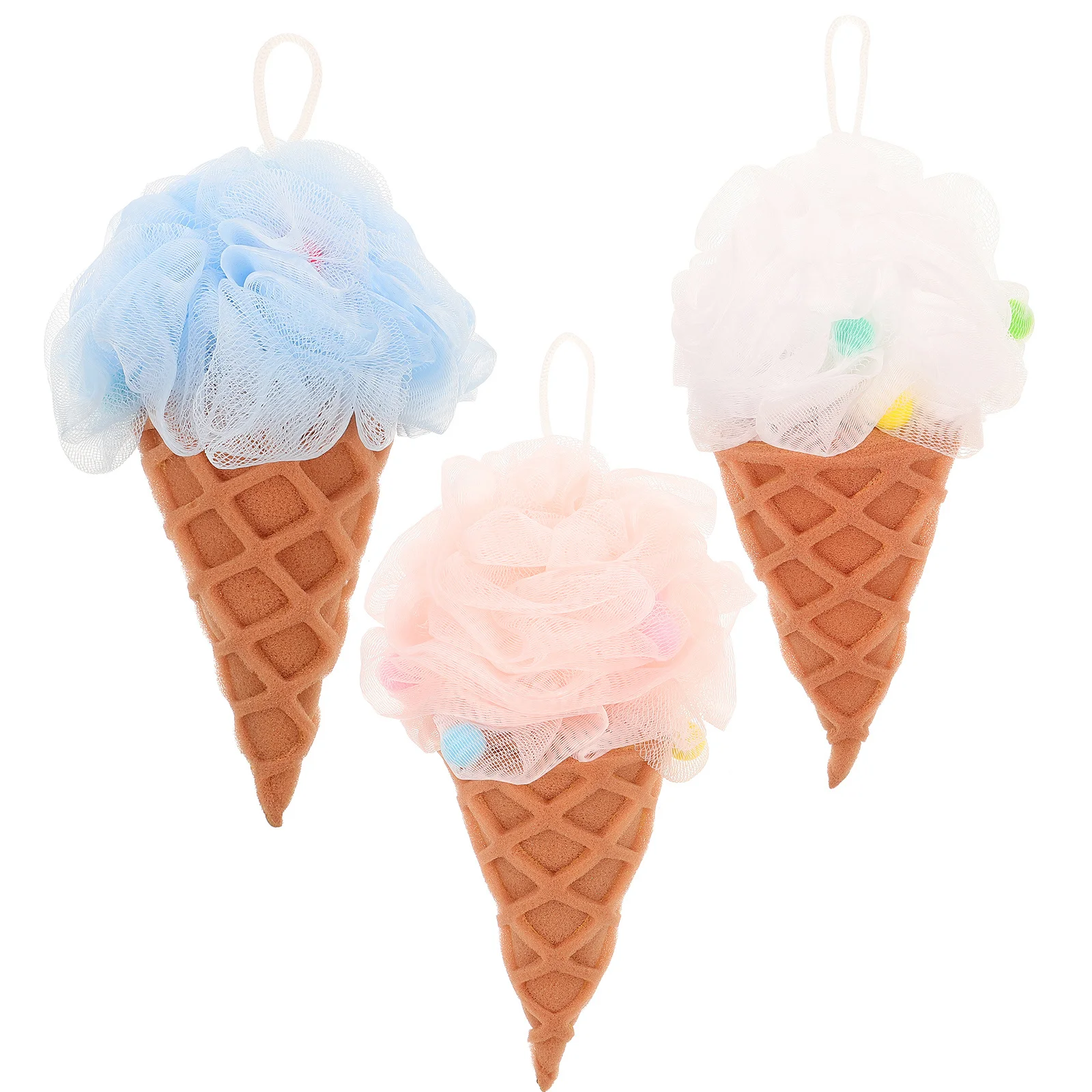 

3Pcs Bath Shower Sponge Balls Ice Cream Body Scrubber Exfoliating Mesh Bathing Tool Removing Oil Dust Bath Sponge