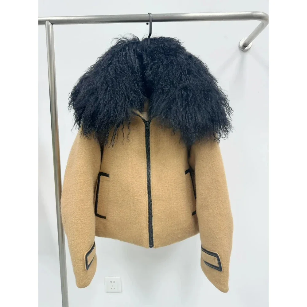 Chaqueta de plumón para mujer, chaqueta de piel mongol auténtica con piel Natural, abrigos de plumas para mujer, chaquetas acolchadas ligeras de invierno