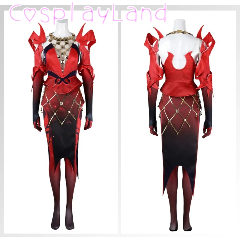 

Rivals Scarlet Cosplay Witch Costume Red Top Skirt Outfit Full Set Halloween Comic Con Women Emporium Matron Costume Custom Made