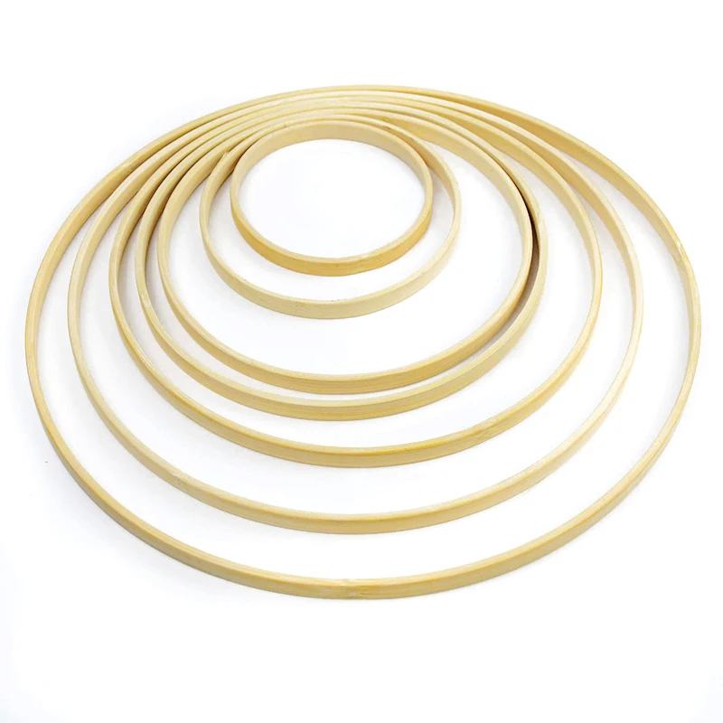 9-30cm Bamboo Ring Hoops Circle DIY Craft Wind Chimes Hanging Decorations Wedding Wreath Decor Handmade Accessories Home Decor