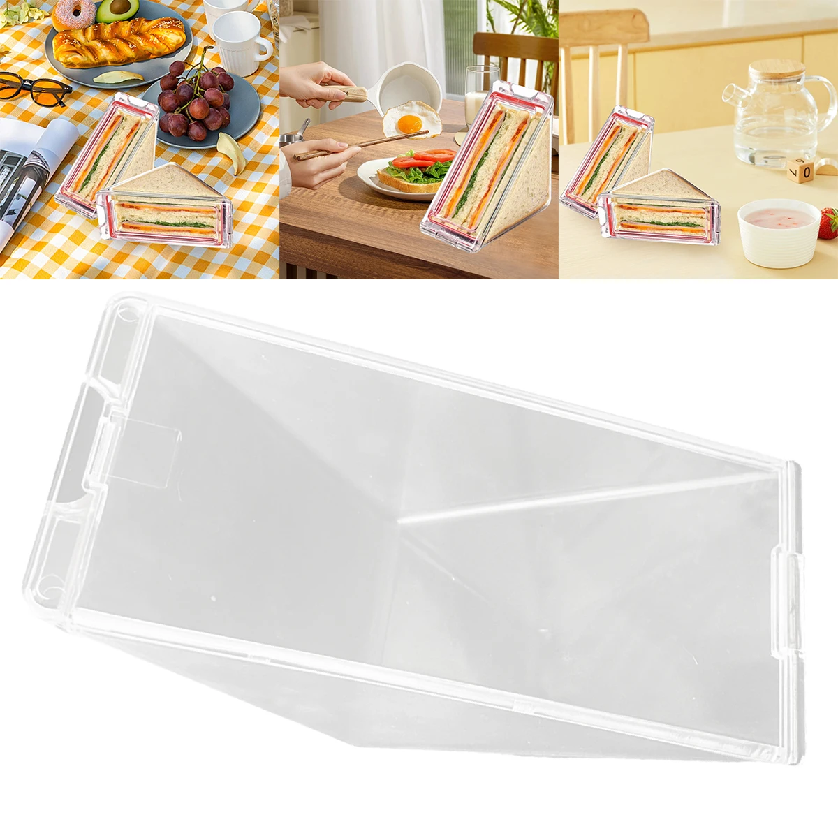 

1Pcs Popular Sandwich Boxes Take Out Triangle Clear Cake Storage Plastic Box Reusable Box For Outdoor Camping Picnic