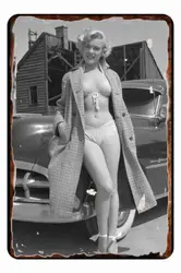 1pcs Marilyn Monroe in Bikini 19 years Old Model  All Metal Tin Sign  8 x 12