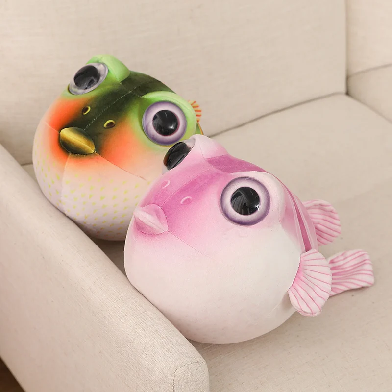 26/33/43CM Lifelike Sea Animals Puffers Stuffed Toys Real Life Pufferfish Plush Toy Soft Aquarium Fish Dolls Gifts