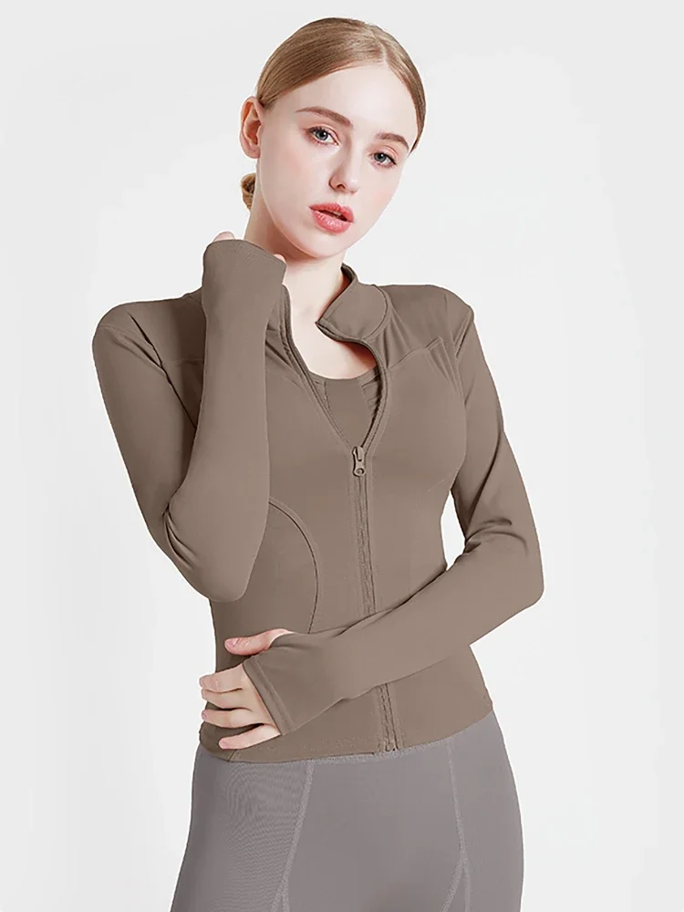 Women's Tracksuit Jacket Slim Fit Long Sleeved Fitness Coat Yoga Tops with Thumb Holes Gym Jacket Workout Sweatshirts Clothing
