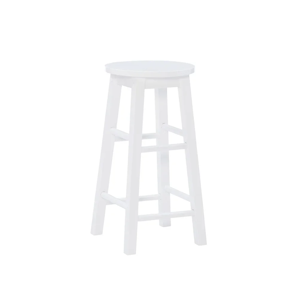 Backless Counter Stool Solid Wood Construction Indoor Use Kitchen Bar Seat Footrest Stable Durable Design Easy Assembly