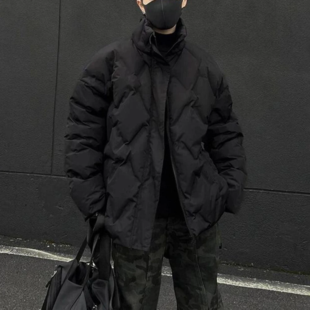 

2025 Winter Men's Solid Color Long-Sleeved Cotton Jacket American Retro Fashion Trendy High Street Loose Casual Niche Men's Top