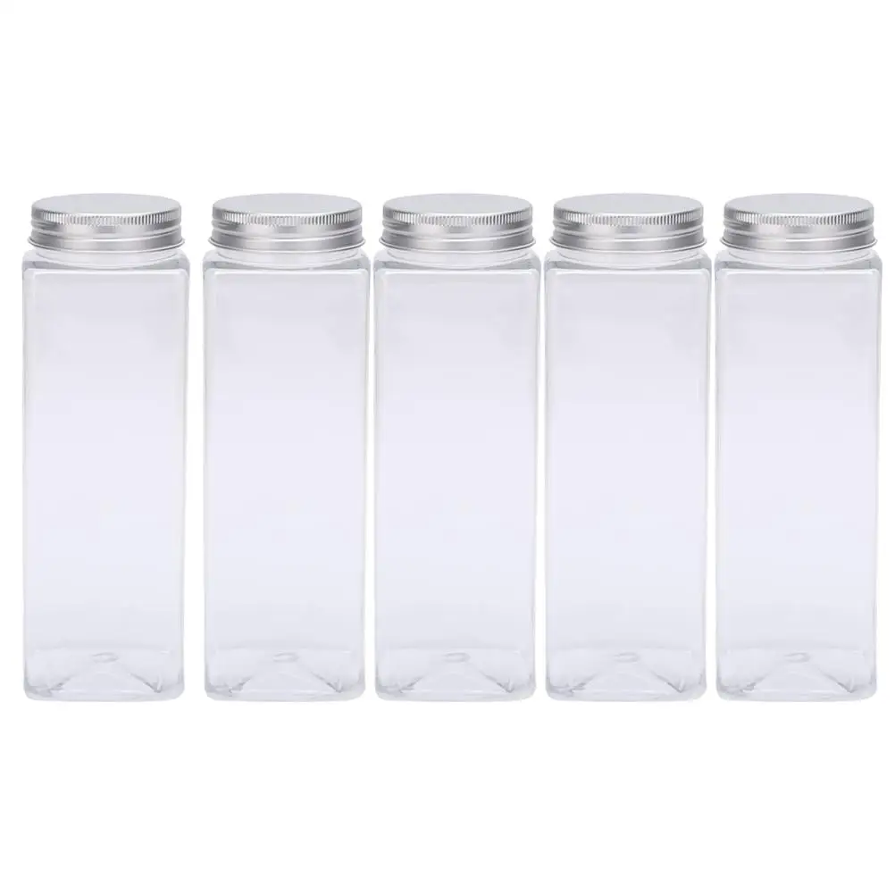 5 Pcs PET Plastic Bottles Food Grade Safe Containers for Water Juice Storage Kitchen Bar Use Bottle