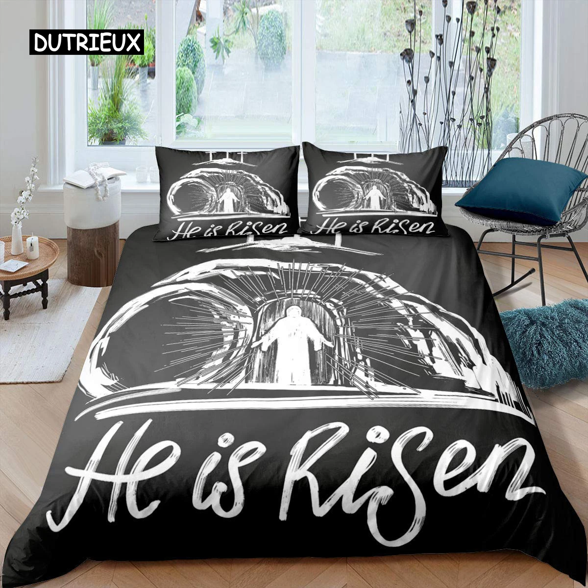 Jesus Duvet Cover Set King Size Christian Design Retro Comforter Cover for Teens Adult Women Jesus Christ Believer Quilt Cover