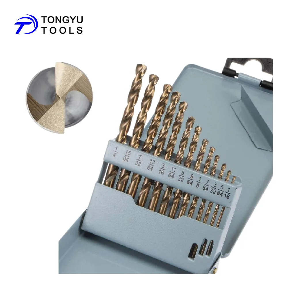 

13Pcs M35 Cobalt Drill Bit Set 1/16-1/4 , Heavy Duty HSS Co5% Split Point 3 Flats Shank for Stainless Steel & Hard Metal in Box