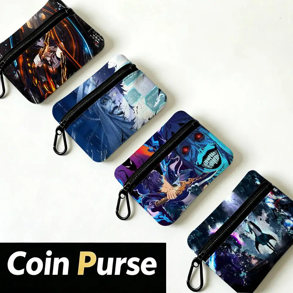 S-Solo-Leveling Dark-Power-Fantasy Oxford Cloth Zipper Wallet Multifunctional Hanging Coin Bag For Credit Cards Keys Earbuds