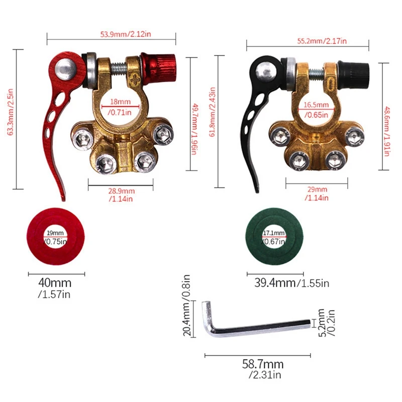 1 Pair 12V 24V Car Automotive Universal Quick Disconnect Release Battery Main Cable Post Terminals Adapter Clamps Clip Screw