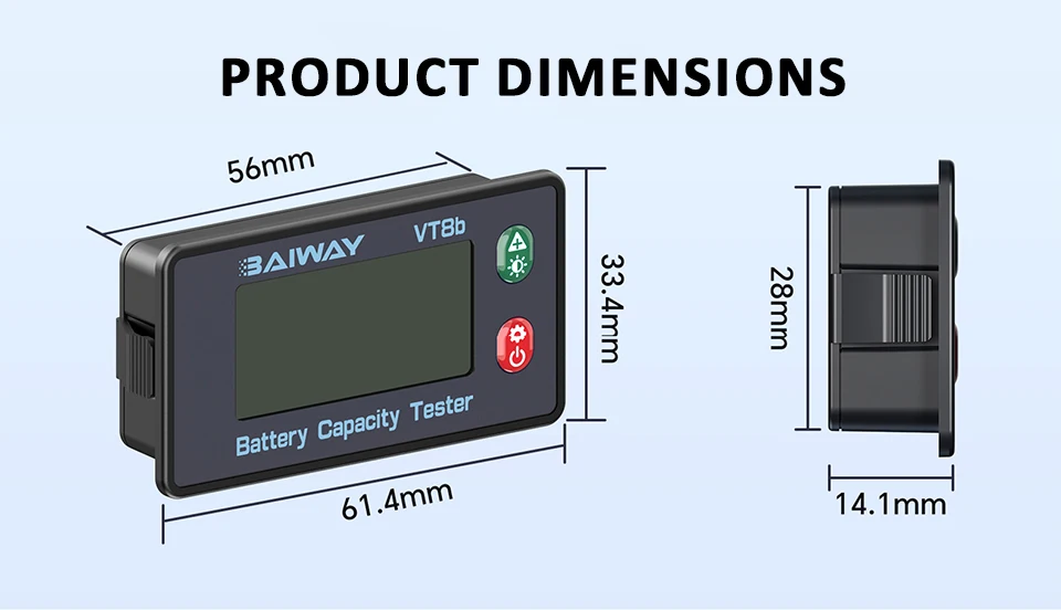 VT8b DC-Batterie-Voltmeter DC 8V-120V Kapazitätsanzeige-Messgerät Lithium LiFePO4 Blei-Säure-Batterietester für Elektrofahrzeuge – Detail 10