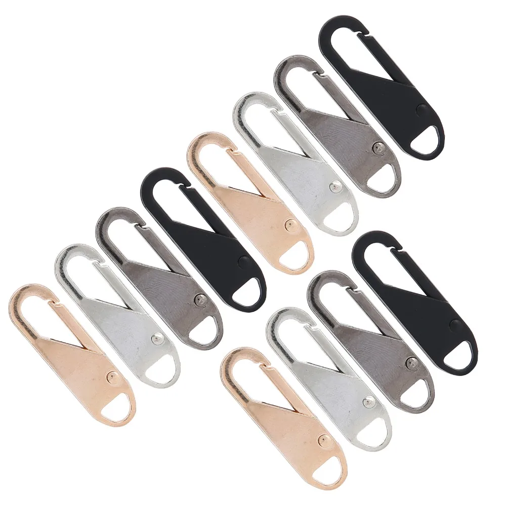 12pcs Metal Metal Material Zipper Slider Head Oval Shape 4 Color Set Zipper Pull Tab Zipper Repair Kit For Backpacks