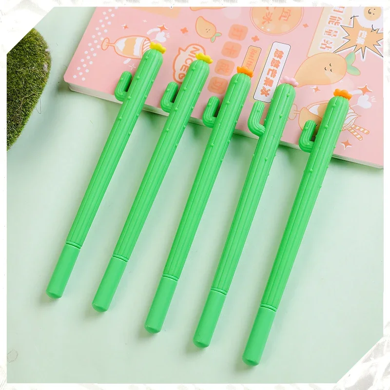 

Wholesale Soft Gel Pens Set Shaped Single Arm Cactus Ball Neutral Pens Creative Kawaii Stationery Supplies