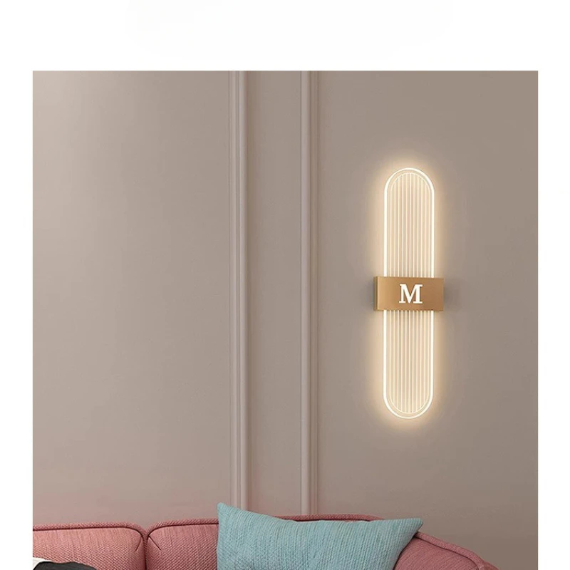 

Minimalist wall lamp modern creative grid living room background wall lamp light luxury bedroom bedside stair crossing