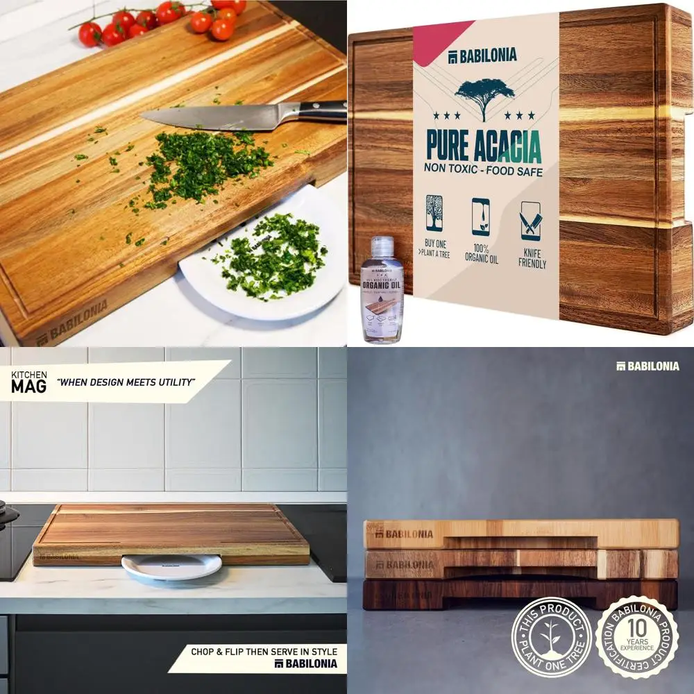 

Очень толстая разделочная доска из дерева акации для мяса, сыра, мяса - сверхпрочная разделочная доска премиум-качества с ручкой, маслом