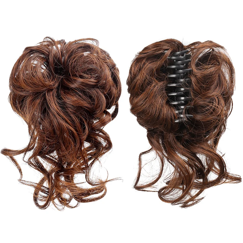 Synthetic Messy Hair Bun Claw Clip In Hair Extension for Women Curly Scrunchie Updo False Natural Hair With Tail Hairpiece