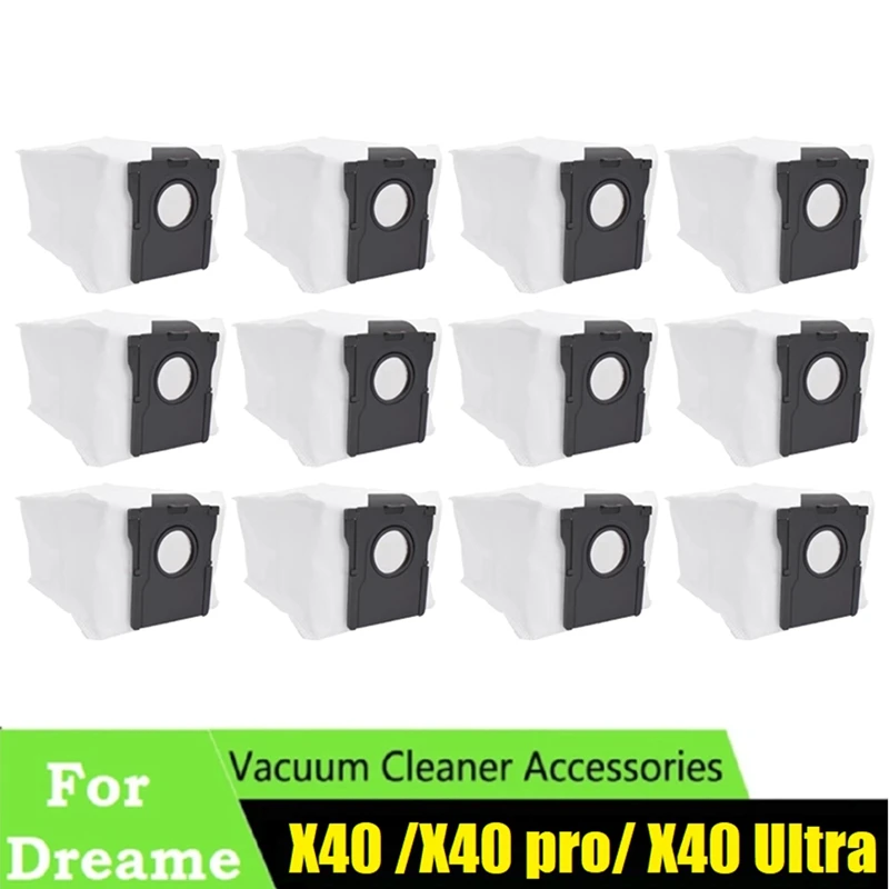 12PCS Dust Bag Replacement Parts for Dreame Bot X40 /X40 Pro/ X40 Ultra Vacuum Cleaner Non-Woven Garbage Bags