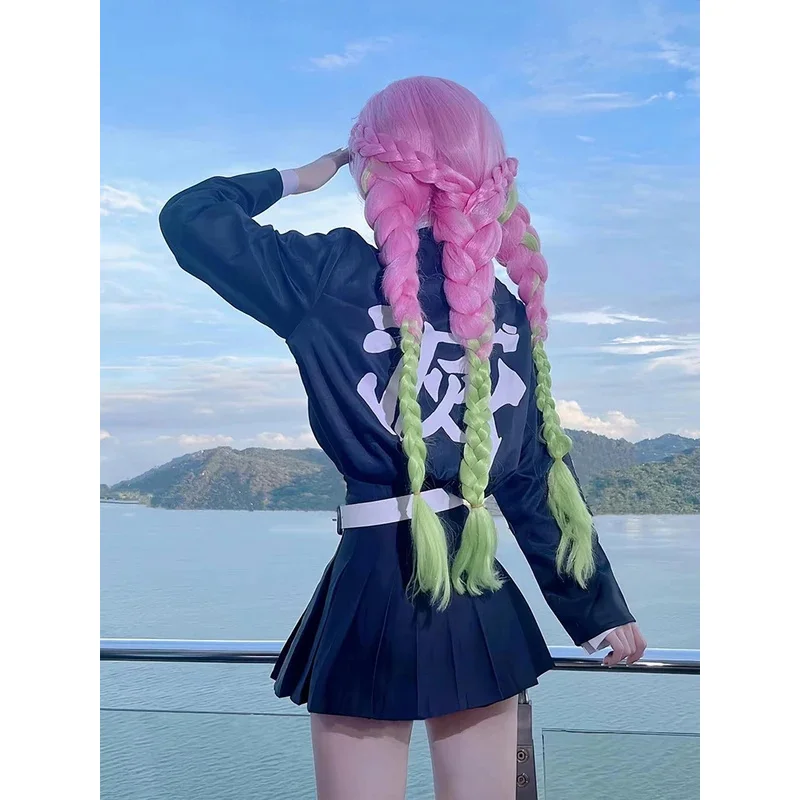 Anime Demon Slayer Kanroji Mitsuri Cosplay Costume Kimetsu No Yaiba Devil Hunter Haori Dress Wig Adult Kids Party Women Kimono