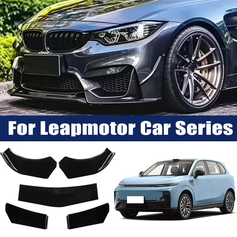5Pcs ABS Front Bumper Lip Body Kit Spoiler Splitter Canard Trim Exterior Accessories For Leapmotor T03 S01 C11 C10 C16 T03L E10