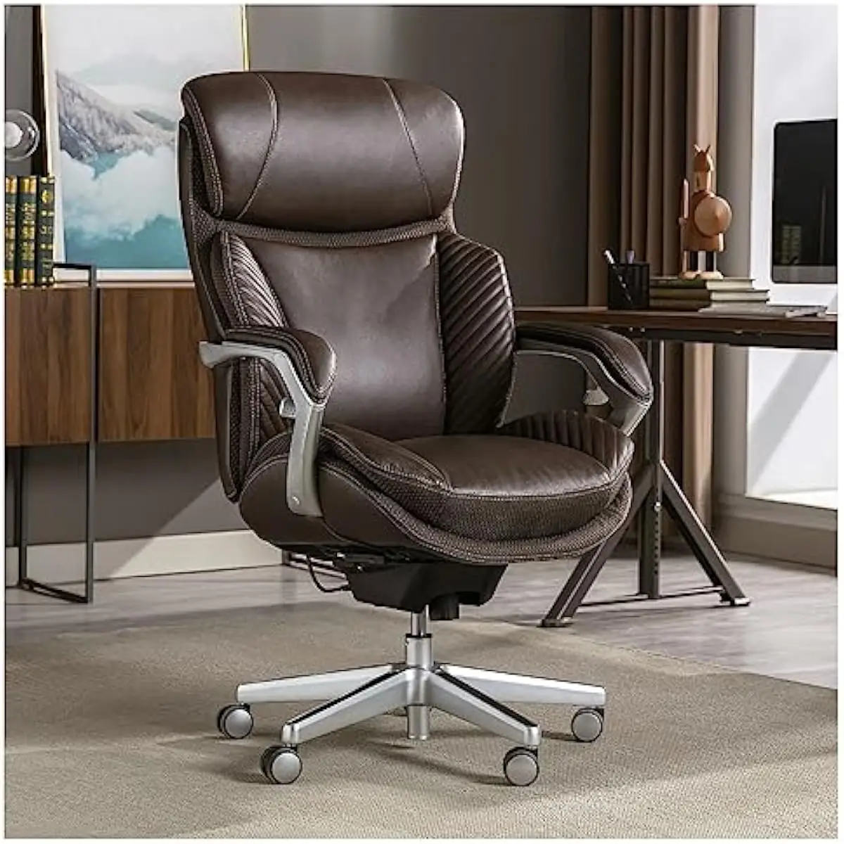iComfort i6000 Ergonomic Executive Chair with High Back Support, Triple Action Foam Seat, PostureSync Lumbar System, Bonded Leat