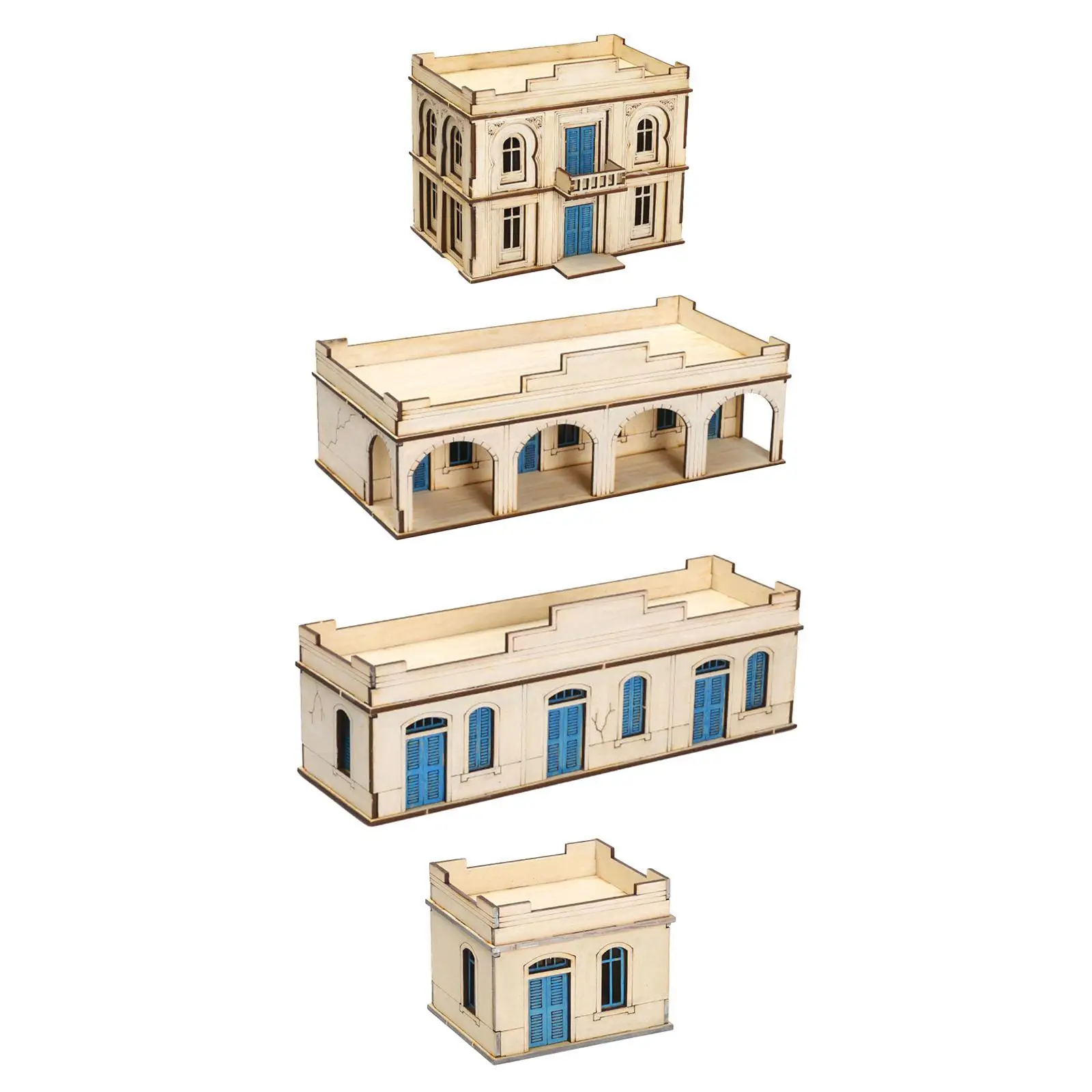 1/72 drewniane zestawy architektury 3D drewniane puzzle samodzielnie montaż DIY budynki na prezent akcesoria sceniczne dekoracje nastolatki dorośli