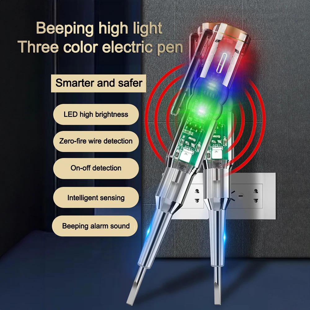 Imagem -02 - Testador de Tensão Inteligente Caneta Chave de Fenda Elétrica Detector de Potência de Indução Indicador de Circuito Lápis de Teste ac 24250v dc 12-24v