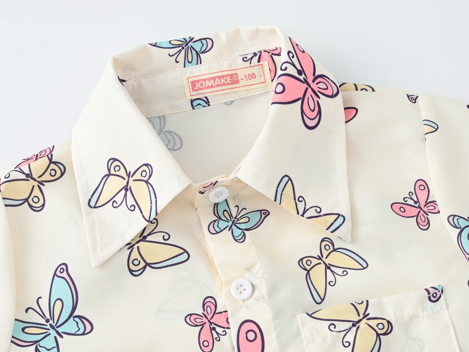 New summer girls and children leisure sweet multicolor printing fashion lapel short sleeve baby thin Korean cute shirt.